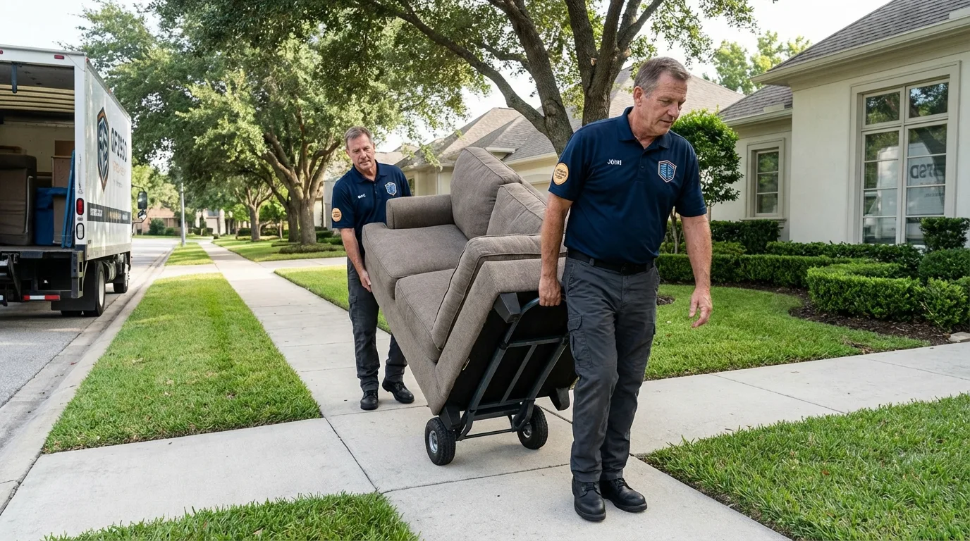 Local residential moving crew loading furniture in McIntosh, NM