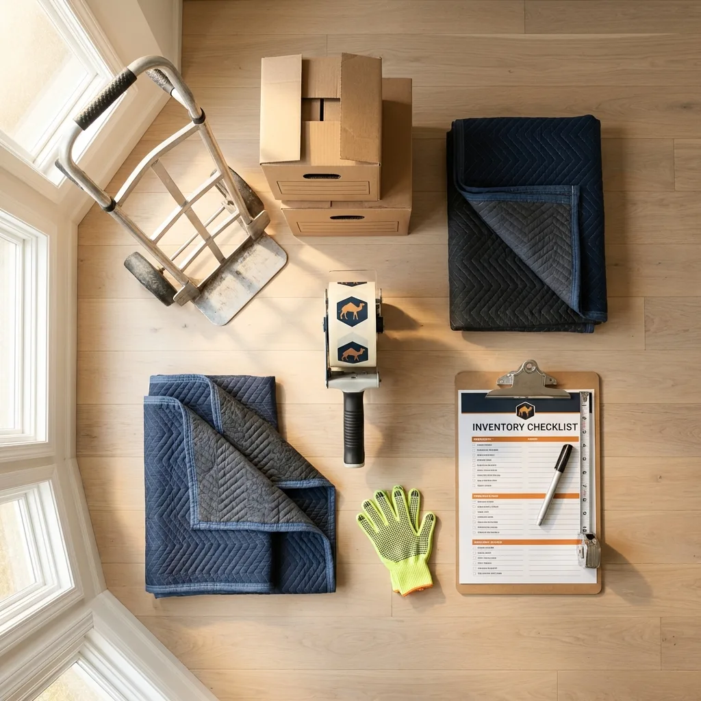 Professional moving supplies and packing materials layout for McIntosh residential relocations